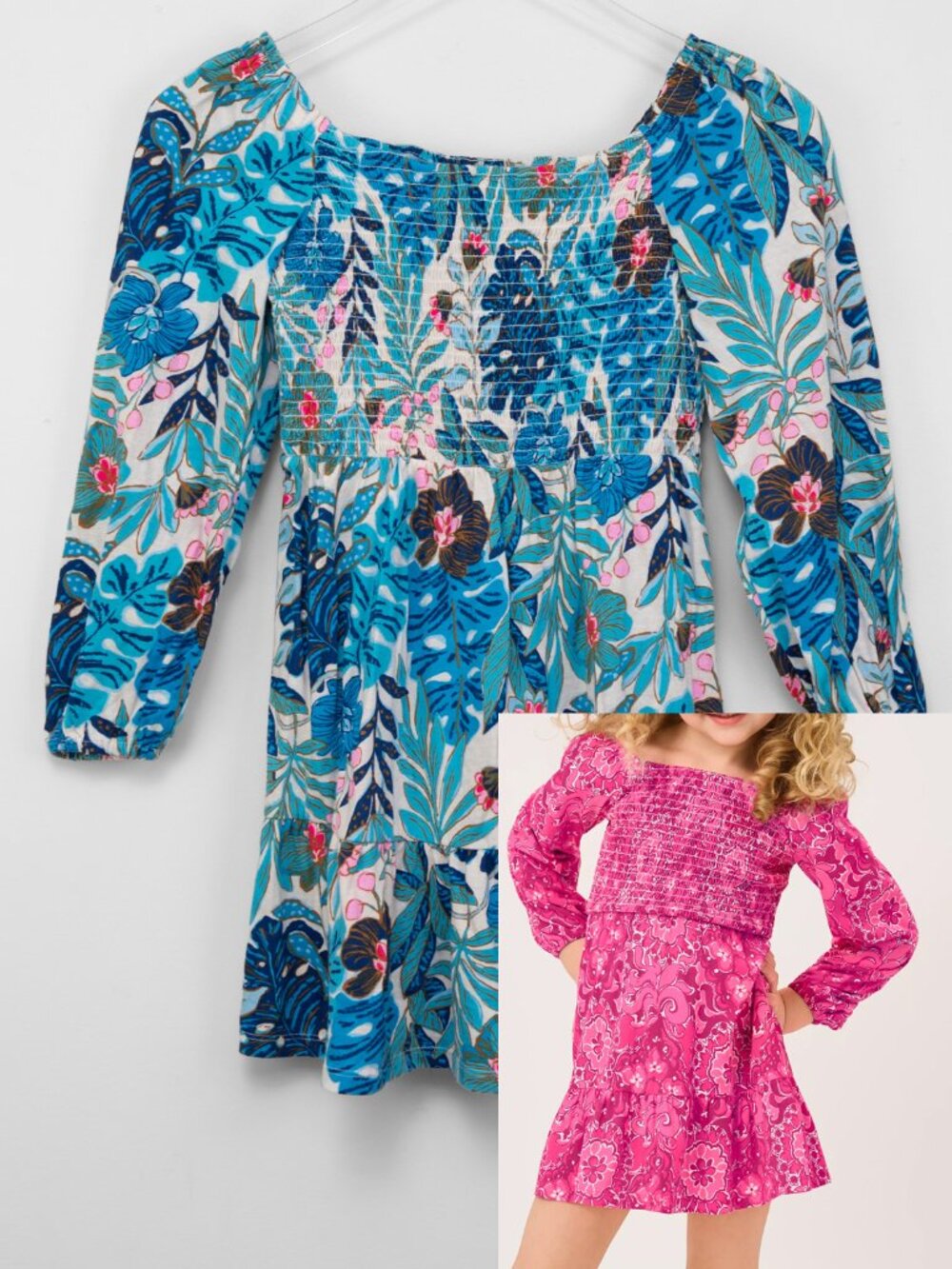 Lilly Pulitzer Jilly Long Sleeved Dress Breezy Aqua Best Fronds Forever Large